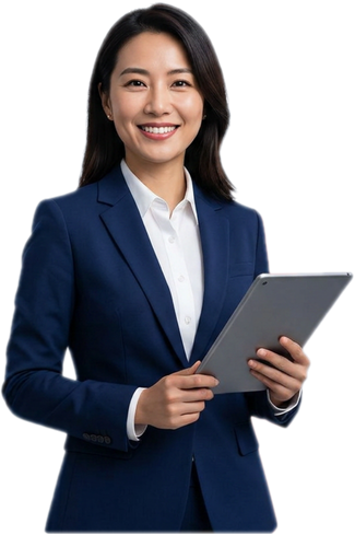 Training advisor holding a tablet, available to guide course enquiries